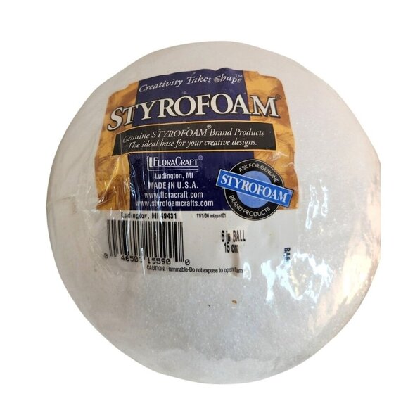 Large 6" Styrofoam Craft Ball By FloraCraft Lightweight & Durable White Foam For - Picture 4 of 7